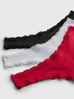 Pack de 3 braguitas brasileñas con ribete de encaje