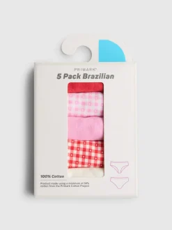 Pack de 5 braguitas brasileñas de algodón puro