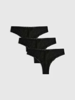 Pack de 3 braguitas brasileñas de encaje negras