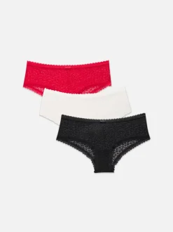 Pack de 3 braguitas de encaje de talle bajo