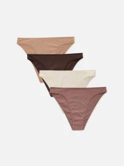 Pack de 4 braguitas en tonos neutros de pernera alta