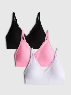 Pack de 3 bralettes con ribete y sin costuras