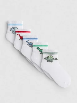 Pack de 5 calcetines con caña de 1/4 y dinosaurios
