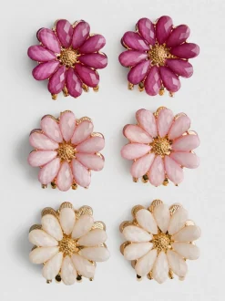 Pack de 6 clips para el pelo con forma de flor