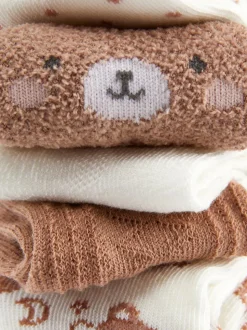 Pack de 5 pares de calcetines de oso para bebé