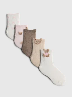 Pack de 5 pares de calcetines de algodón con ositos