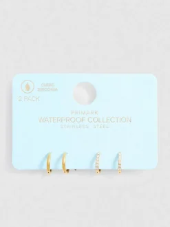 Pack de 2 pendientes de aro resistentes al agua