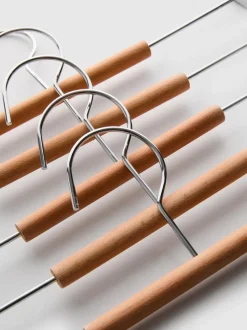 Pack de 5 perchas para pantalones de madera