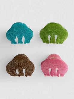 Pack de 4 pinzas con purpurina