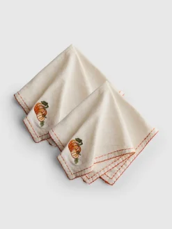 Pack de 2 servilletas de tela con calabazas bordadas