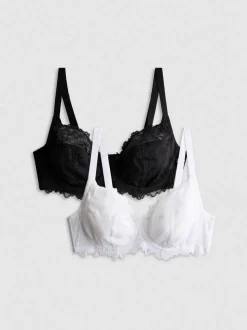 Pack de 2 sujetadores de encaje con aros, copas D-H