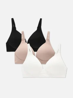 Pack de 3 sujetadores en tejido cepillado sin aros
