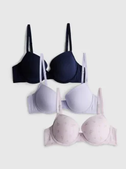 Pack de 3 sujetadores estampados con algodón, A-E
