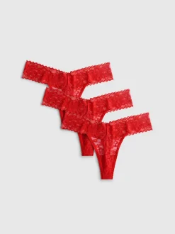 Pack de 3 tangas bandeau de encaje rojo