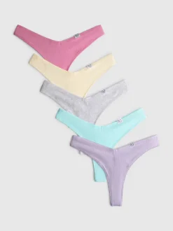 Pack de 5 tangas de canalé de algodón