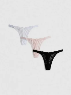 Pack de 3 tangas de encaje de talle alto