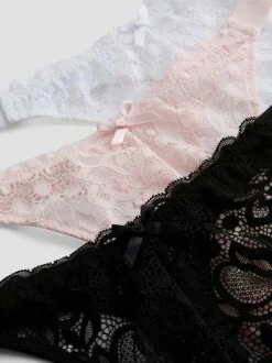 Pack de 3 tangas de encaje de talle alto
