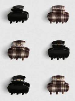 Packs de 6 clips para el cabello a cuadros