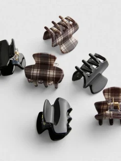 Packs de 6 clips para el cabello a cuadros