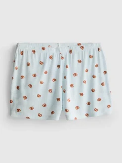 Pantalón corto de pijama acanalado con estampado