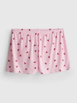 Pantalón corto de pijama acanalado con estampado