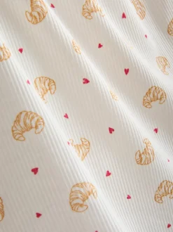 Pantalón corto de pijama acanalado con estampado