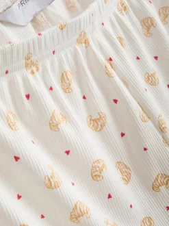 Pantalón corto de pijama acanalado con estampado
