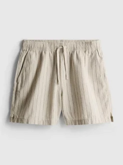 Pantalones cortos a rayas en mezcla de lino