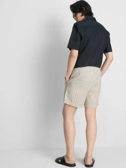 Pantalones cortos a rayas en mezcla de lino