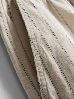 Pantalones cortos a rayas en mezcla de lino