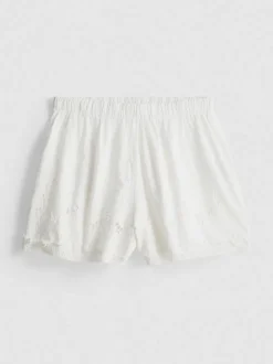 Pantalones cortos bordados con flores de algodón