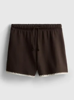 Pantalones cortos de algodón con ribete de crochet