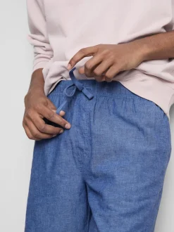 Pantalones cortos de lino con cordón de ajuste