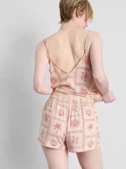 Pantalones cortos de pijama de azulejos con cordón