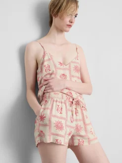 Pantalones cortos de pijama de azulejos con cordón