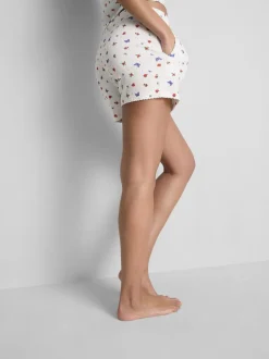 Pantalones cortos de pijama de canalé con mariposas