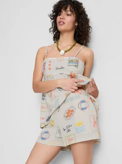 Pantalones cortos holgados estampados de algodón