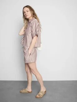 Pantalones cortos Oxford de talle alto a rayas