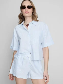 Pantalones cortos Oxford de talle alto a rayas
