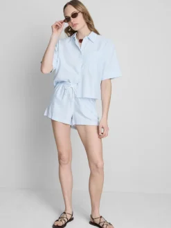 Pantalones cortos Oxford de talle alto a rayas