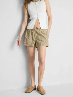 Pantalones cortos Oxford de talle alto a rayas