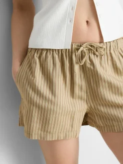 Pantalones cortos Oxford de talle alto a rayas