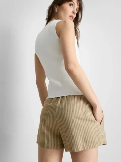 Pantalones cortos Oxford de talle alto a rayas
