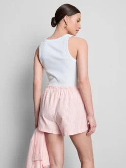 Pantalones cortos Oxford de talle alto a rayas