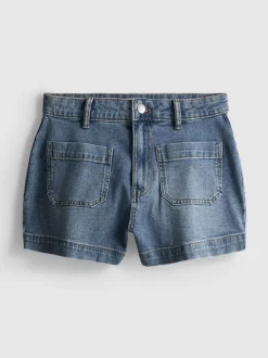 Pantalones cortos vaqueros de algodón con bolsillos