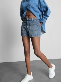 Pantalones cortos vaqueros de algodón con bolsillos