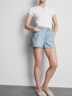 Pantalones cortos vaqueros de algodón evasé