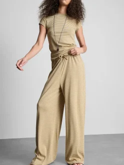 Pantalones de canalé de algodón de pernera ancha