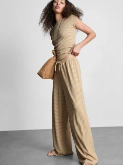 Pantalones de canalé de algodón de pernera ancha