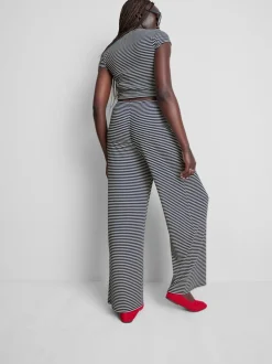 Pantalones de canalé de algodón de pernera ancha